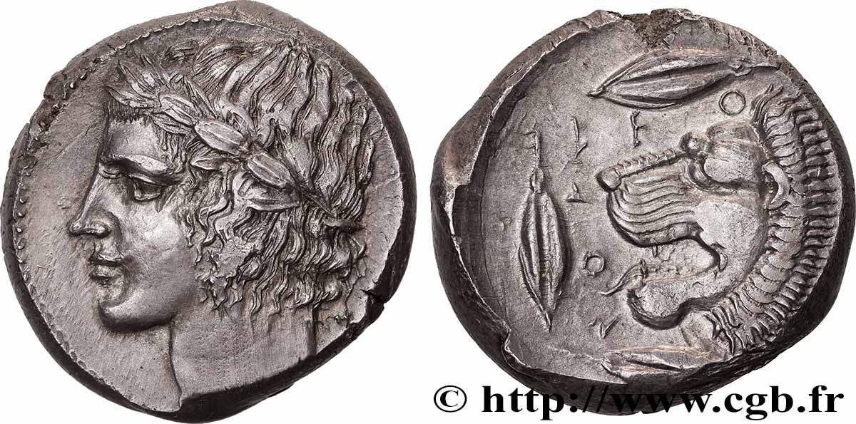 SICILE - LÉONTINI Tétradrachme &nbsp;du Maître à la feuille&nbsp; SUP