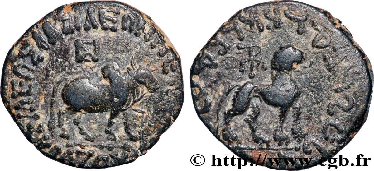 SCYTHIE - ROYAUME INDO-SCYTHE - AZÈS Tétradrachme bilingue TB+