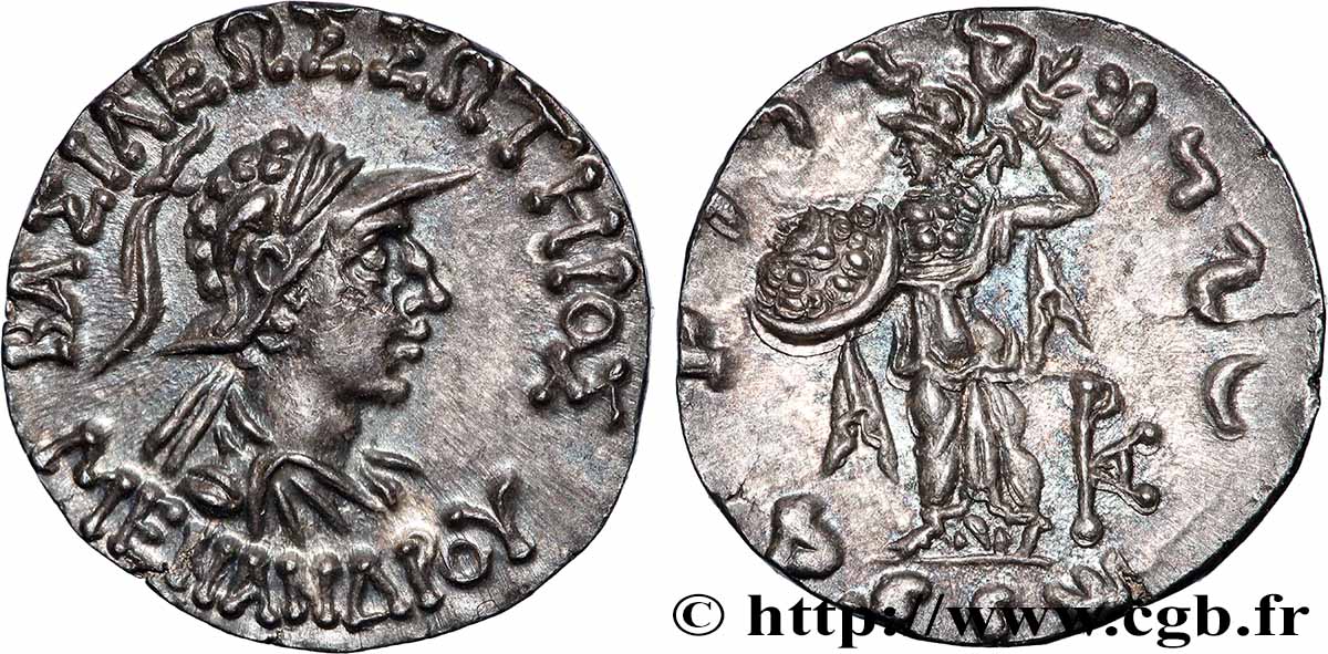 BACTRIA - BACTRIAN KINGDOM - MENANDROS I SOTER Drachme bilingue MS