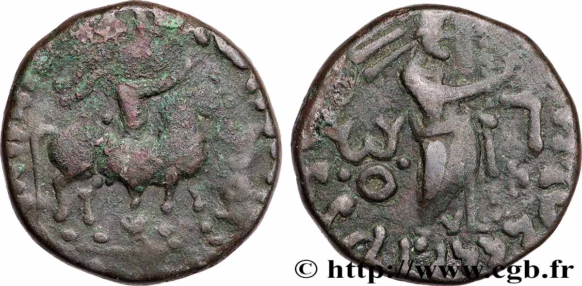 ROYAUME INDO-SCYTHE - AZÈS II Tétradrachme bilingue TB+