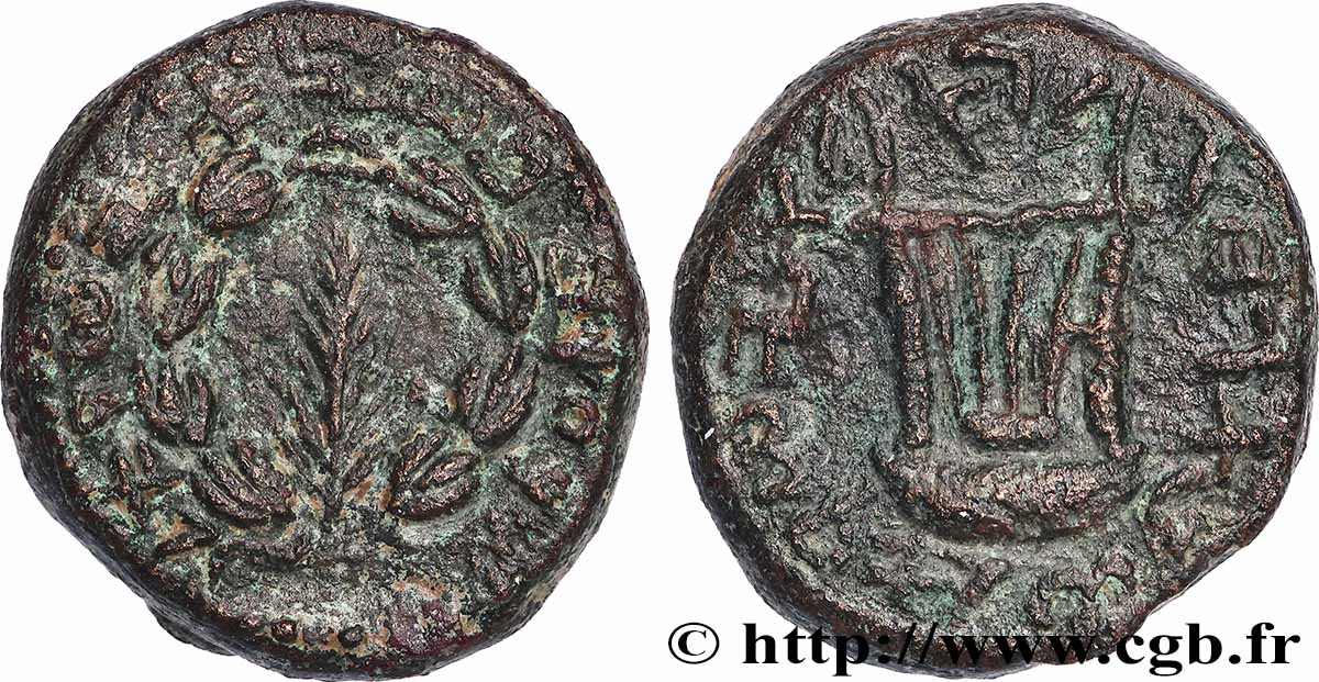 JUDÉE - DEUXIÈME RÉVOLTE DE BAR KOKHBA Moyen bronze TTB