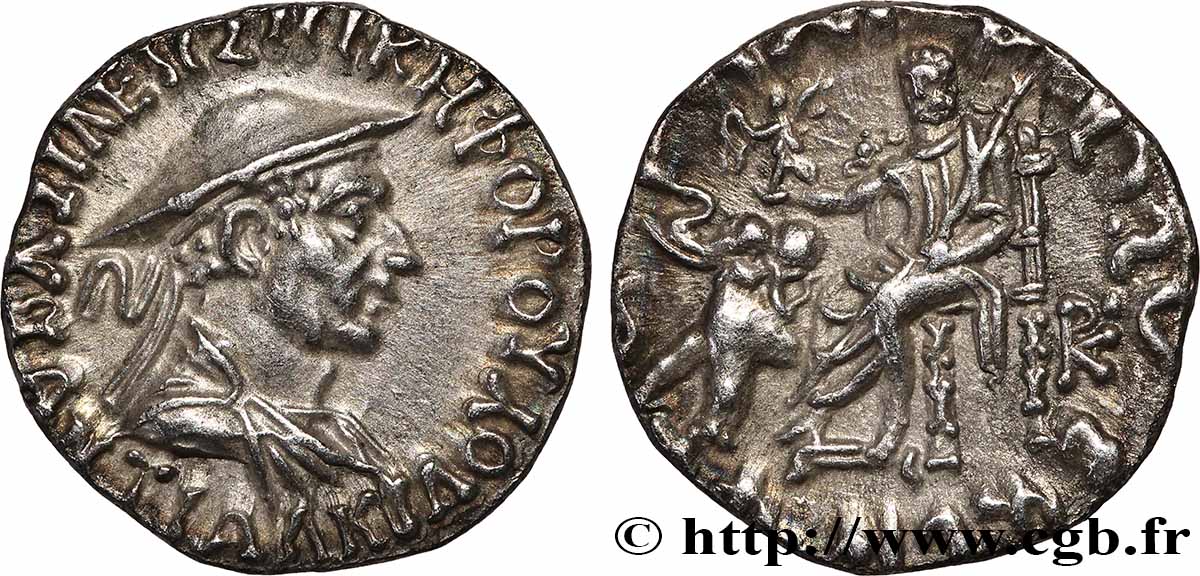 BACTRIA - REINO DE BACTRIA - ANTIALCIDAS Drachme bilingue SC