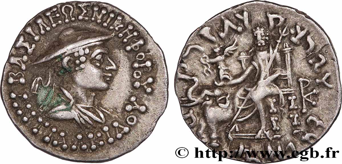 BACTRIA - REINO DE BACTRIA - ANTIALCIDAS Drachme bilingue EBC