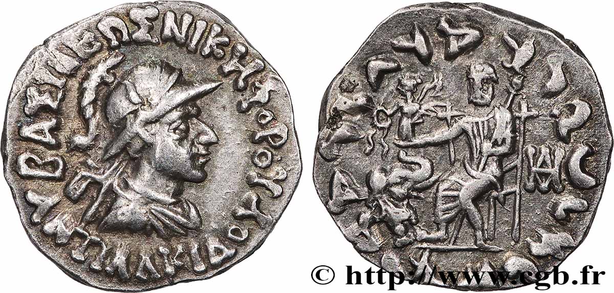 BACTRIA - REINO DE BACTRIA - ANTIALCIDAS Drachme bilingue EBC