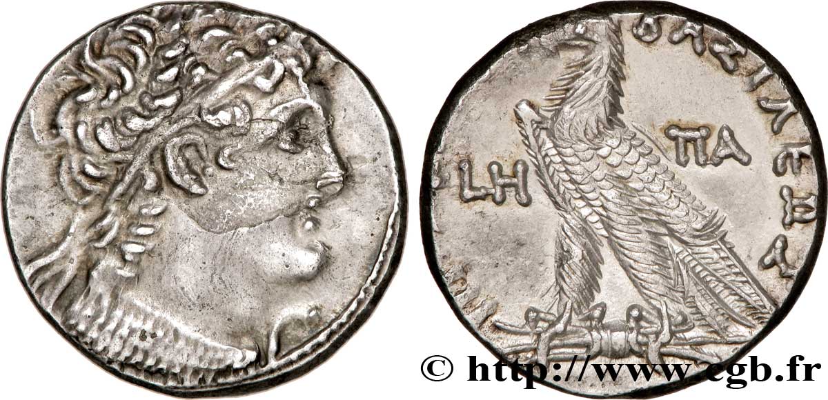 ÉGYPTE - ROYAUME LAGIDE - PTOLÉMÉE IX SOTER II ET CLÉOPÂTRE III Tétradrachme SUP