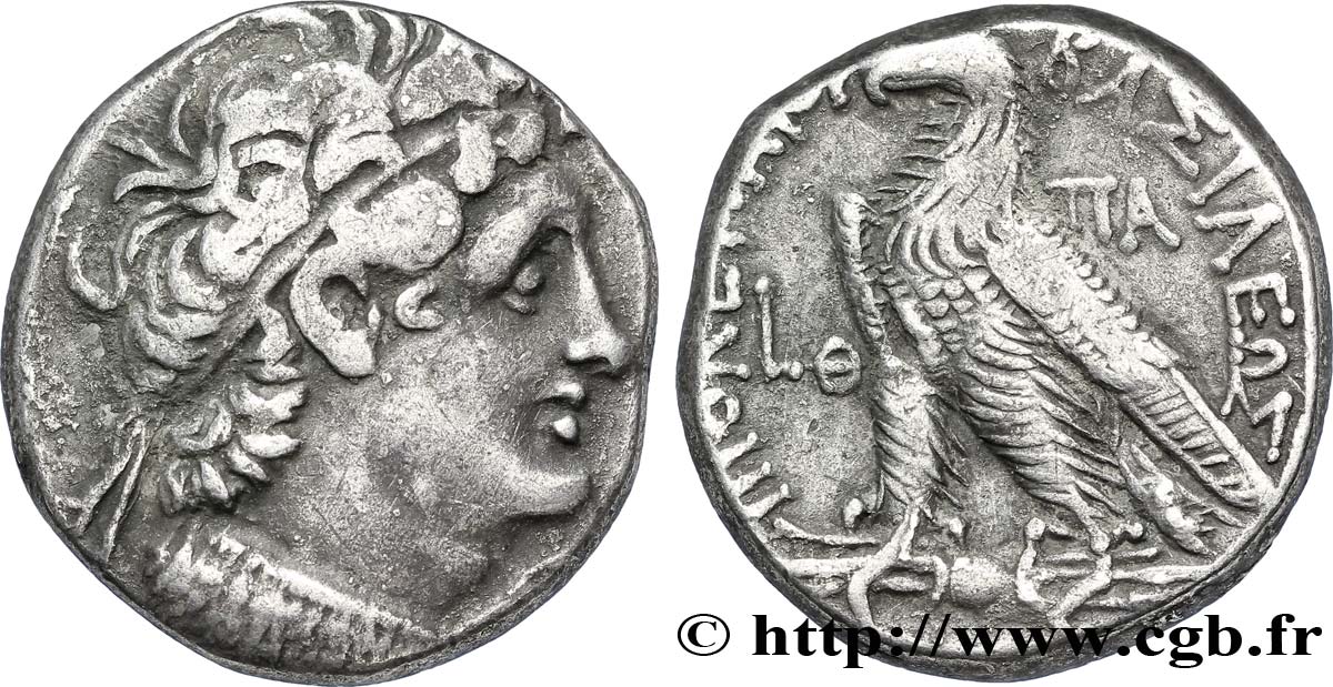 ÉGYPTE - ROYAUME LAGIDE - PTOLÉMÉE IX SOTER II ET CLÉOPÂTRE III Tétradrachme TTB