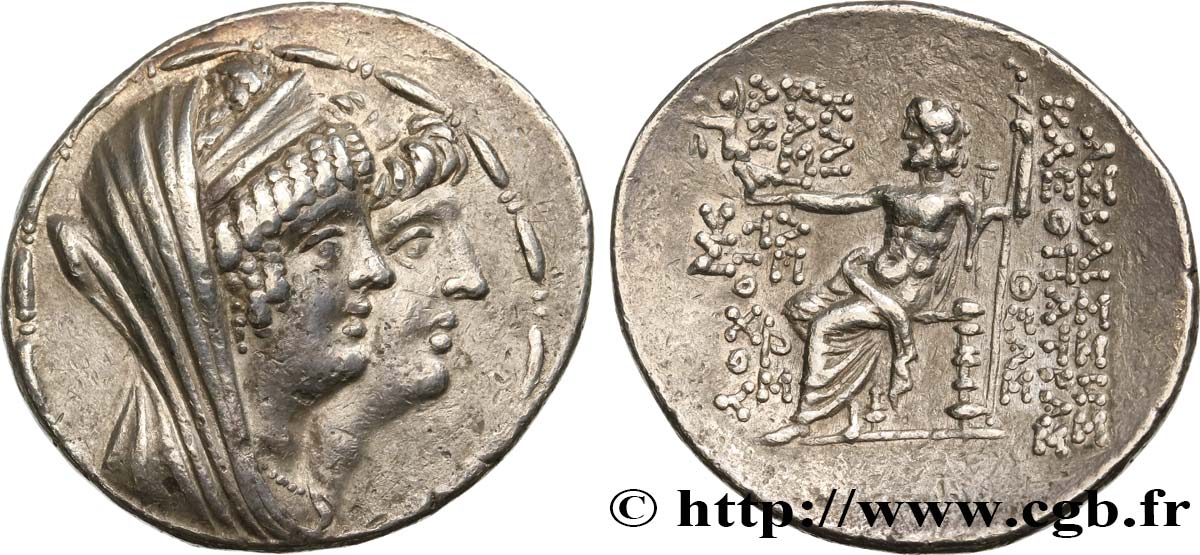 SYRIE - ROYAUME SÉLEUCIDE - CLÉOPÂTRE THÉA et ANTIOCHUS VIII GRYPUS Tétradrachme TTB+