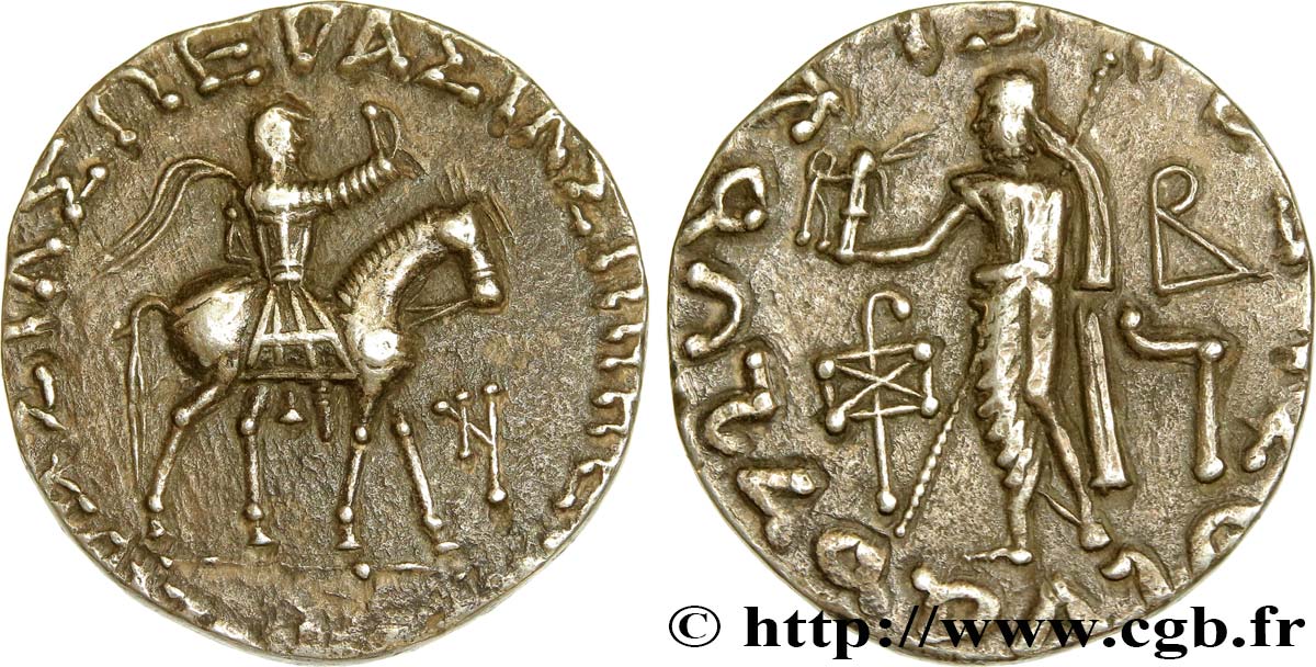 SCYTHIA - INDO-SCYTHIAN KINGDOM - AZES Tétradrachme bilingue XF