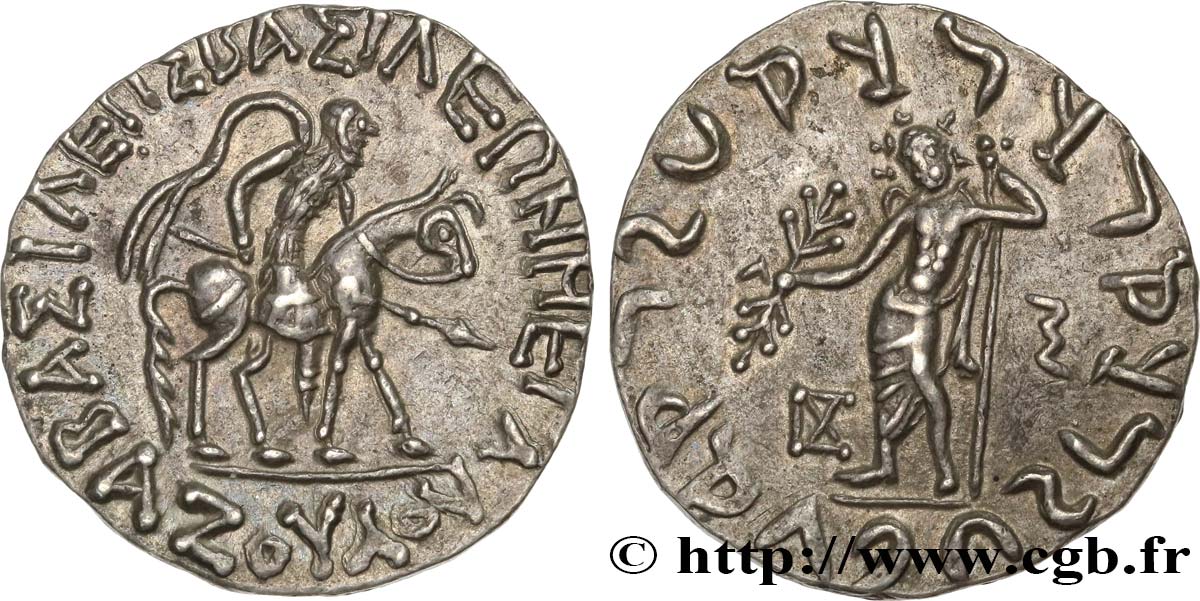 SCYTHIA - INDO-SCYTHIAN KINGDOM - AZES Tétradrachme bilingue MS