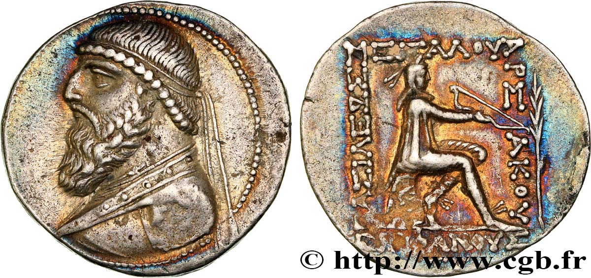 PARTHIEN - KÖNIGREICH DER PARTHER - MITHRADATES II Tetradrachme VZ