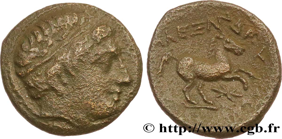 MACÉDOINE - ROYAUME DE MACÉDOINE - ALEXANDRE III LE GRAND Bronze Æ 16 ou demi-unité TTB/TTB+
