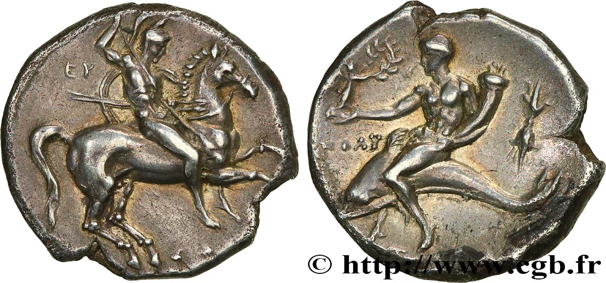 CALABRIA - TARENTUM Nomos, statère ou didrachme MS/SPL