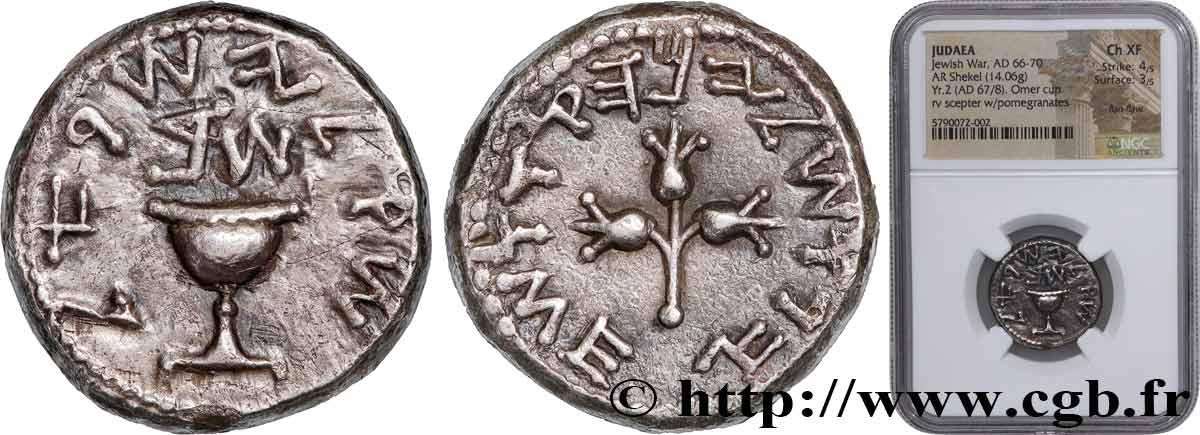 JUDAEA - FIRST REVOLT Shekel AU/AU