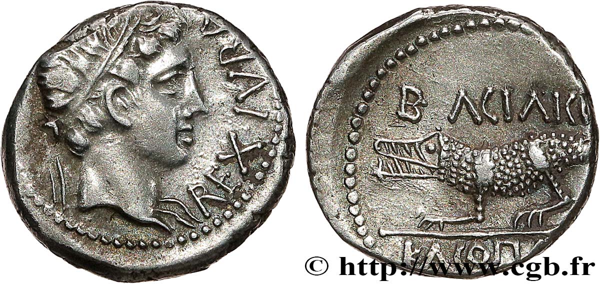 MAURETANIA - MAURETANIAN KINGDOM - JUBA II and CLEOPATRA Denier AU/MS