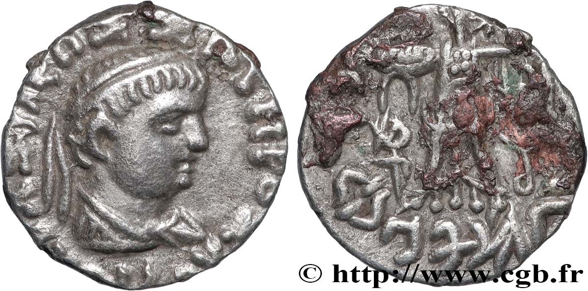 BACTRIANE - ROYAUME DE BACTRIANE - ZOILE II Drachme bilingue TTB+/TTB