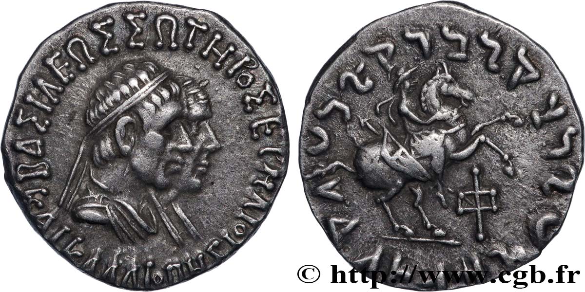 BACTRIA - REINO DE BACTRIA - HERMAIOS Y CALLIOPE Drachme bilingue EBC