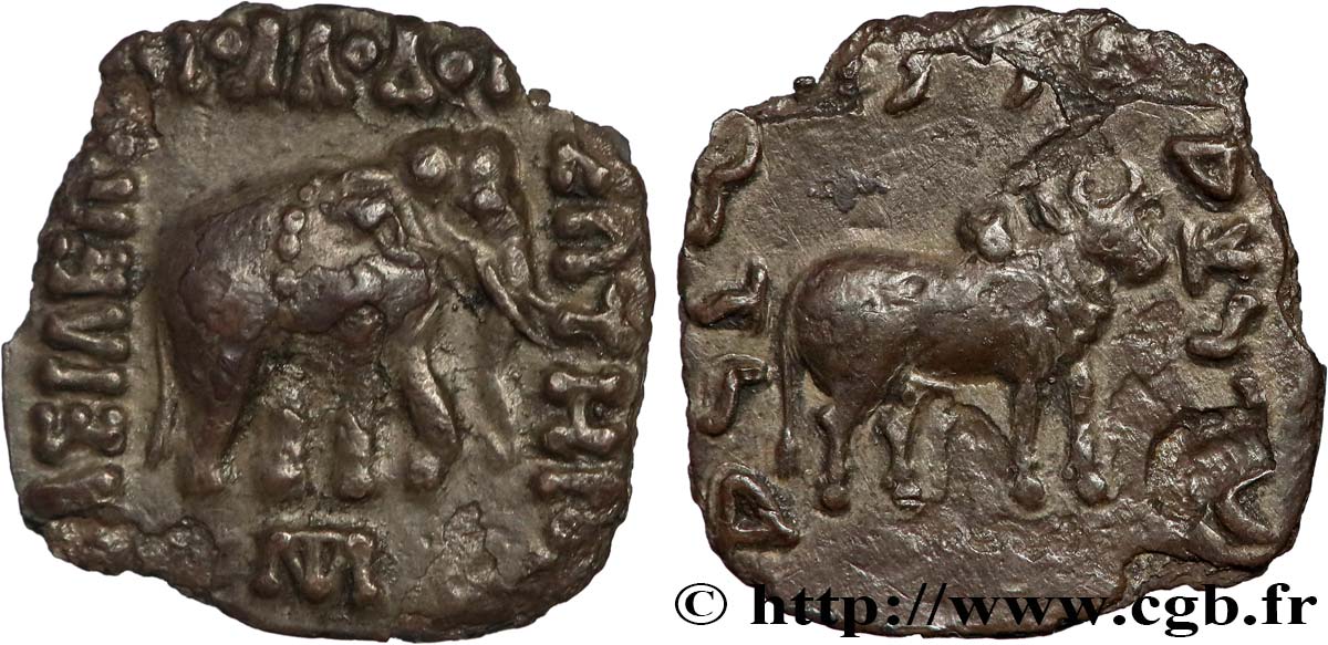 BACTRIA - REINO DE BACTRIA - APOLODOTOS I Drachme bilingue sur flan carré MBC