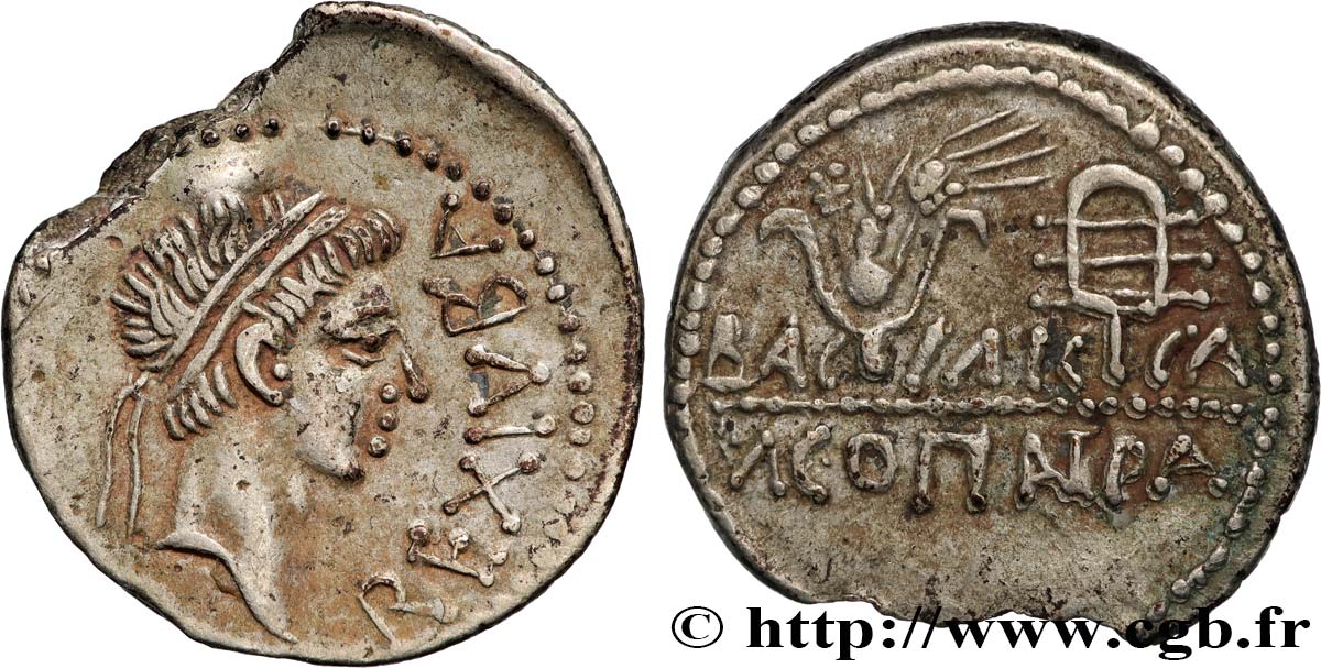MAURETANIA - REINO DE MAURETANIA - JUBA II y CLEOPATRA Denier MBC+