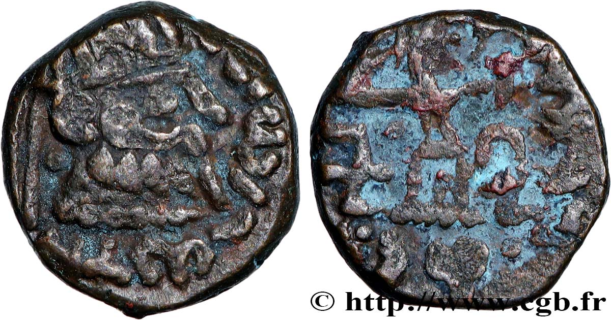 SCYTHIA - INDO-SCYTHIAN KINGDOM - RAJUVULA Drachme de bronze SS/fSS