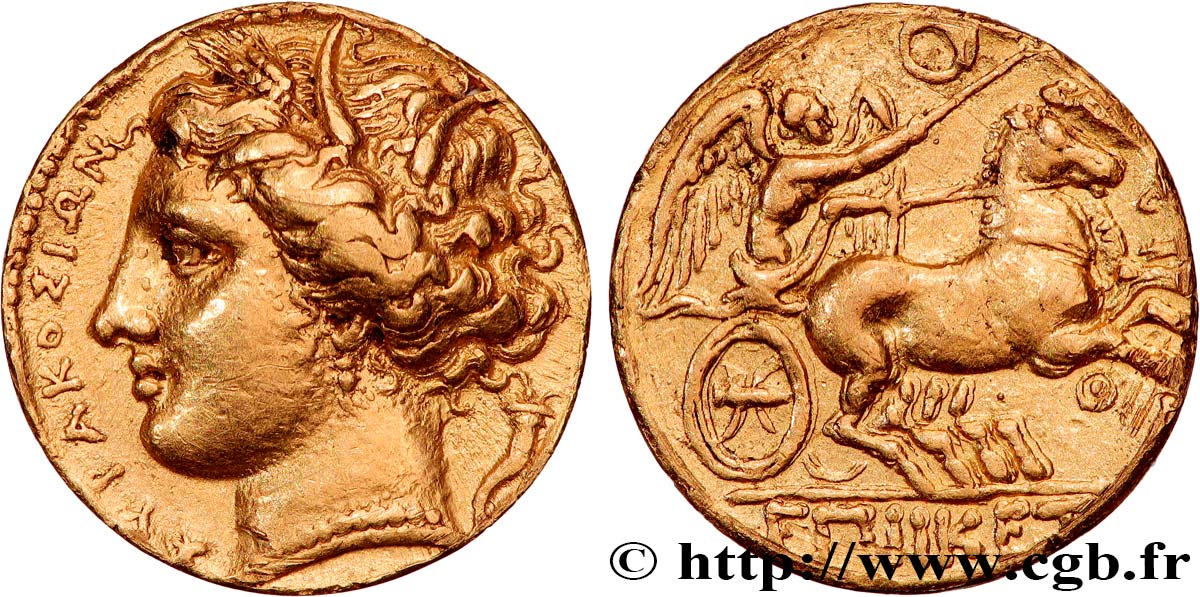 SICILY - SYRACUSE Drachme d’or, décadrachme ou 60 litrai AU/AU