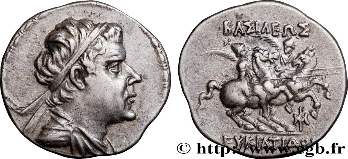 BACTRIA - BAKTRIAN KINGDOM - EUKRATIDES I Drachme MS/AU