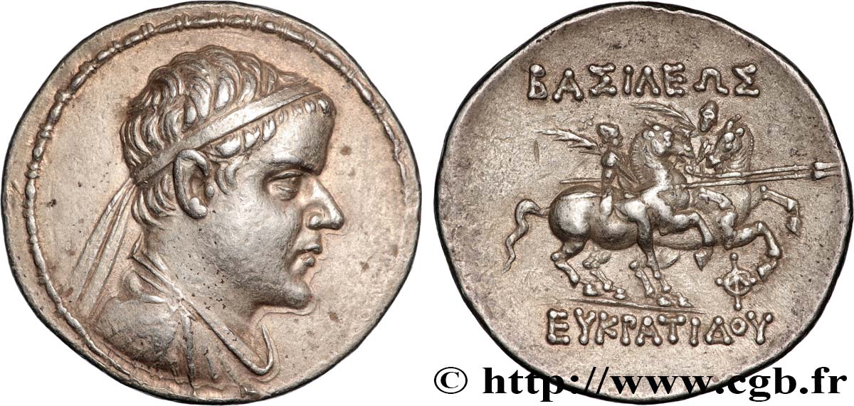 BACTRIA - BACTRIAN KINGDOM - EUCRATIDES I Tétradrachme AU