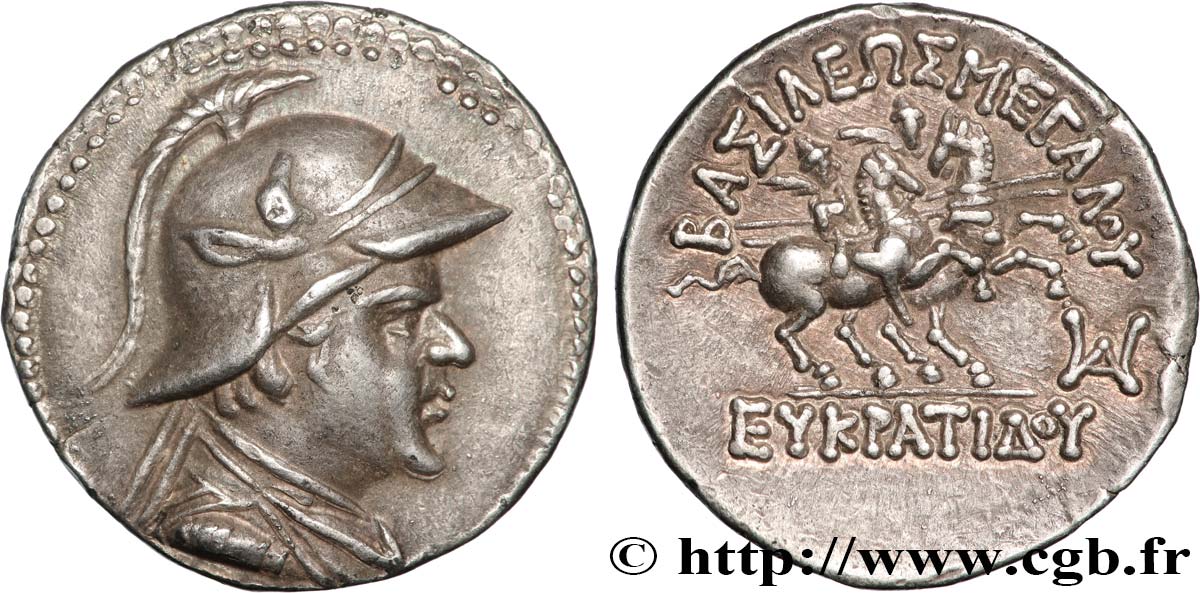 BACTRIA - BACTRIAN KINGDOM - EUCRATIDES I Drachme AU/AU