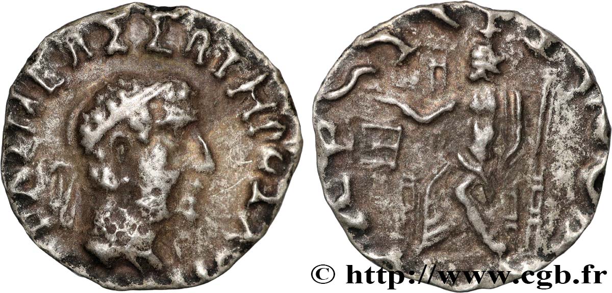 BACTRIA - REINO DE BACTRIA - HERMAIOS Drachme bilingue BC+