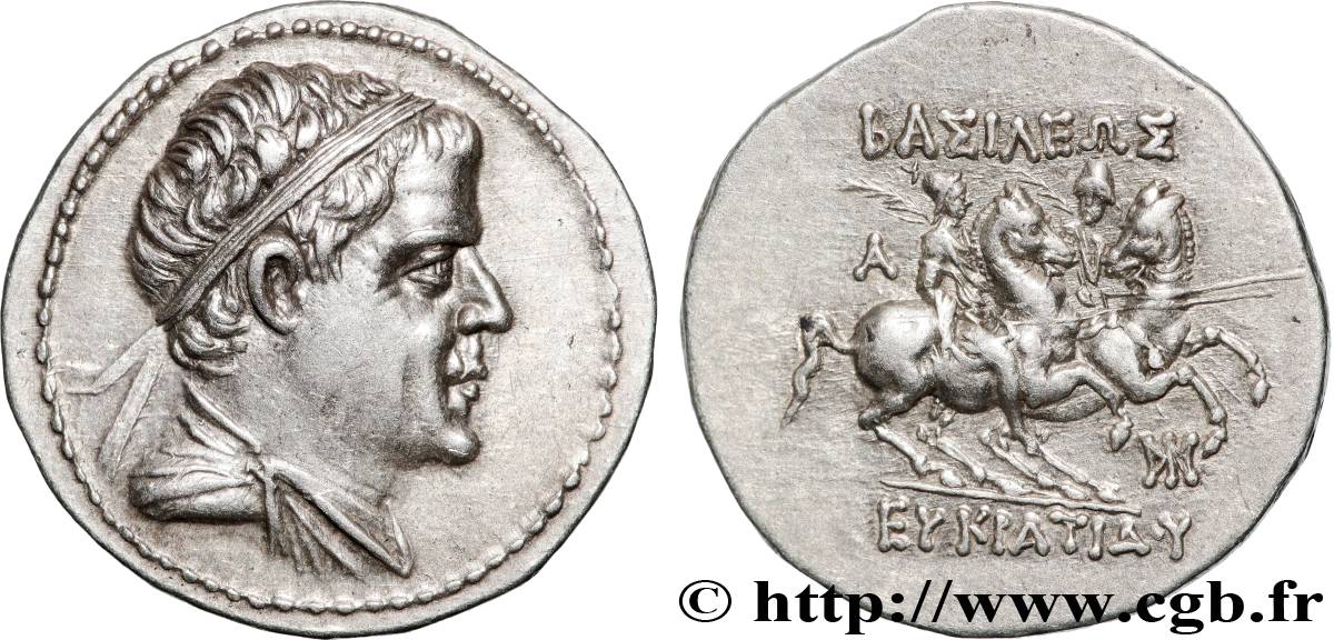 BACTRIA - BAKTRIAN KINGDOM - EUKRATIDES I Drachme MS