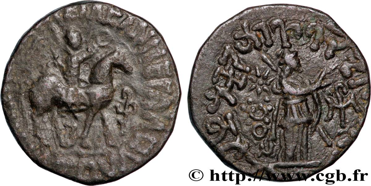 INDO-SCYTHIAN KINGDOM - AZES II Tétradrachme bilingue XF