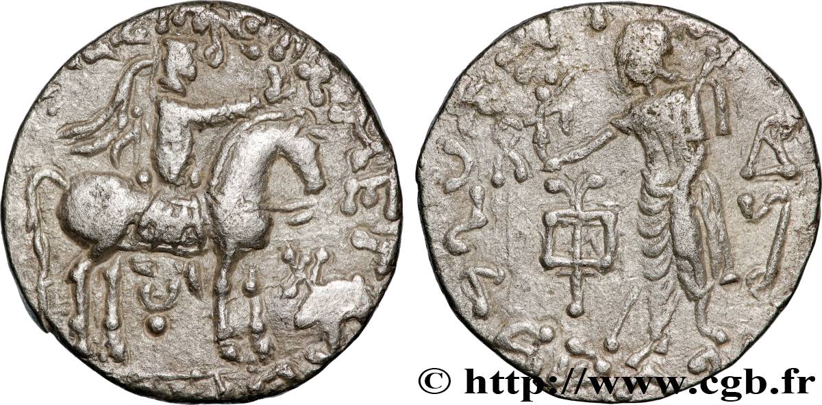 SCYTHIA - INDO-SCYTHIAN KINGDOM - AZES Tétradrachme bilingue XF