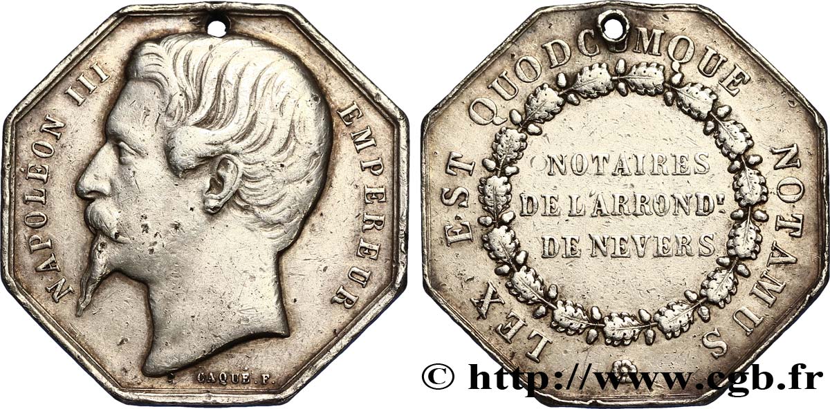 NOTAIRES DU XIXe SIECLE Notaires de Nevers (Napoléon III) TB+