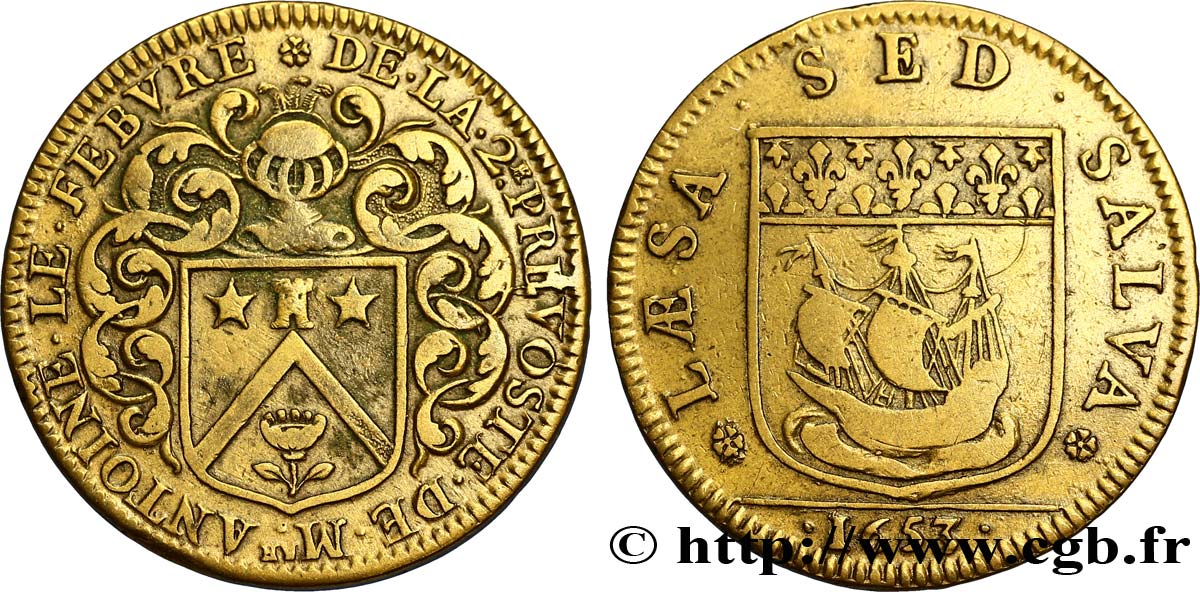 ILE DE FRANCE - VILLES et NOBLESSE Antoine Le Febvre ou Le Fèvre ou Lefébure, prévôt de 1650 à 1654 TTB