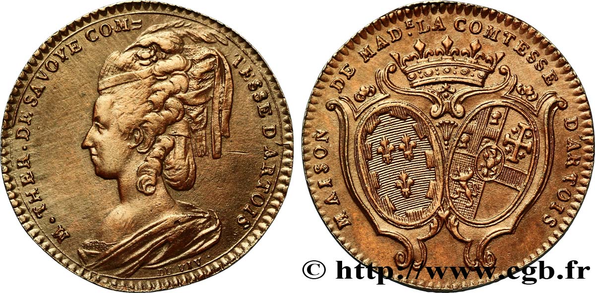 ARTOIS - MARIE-THÉRÈSE DE SAVOIE, COMTESSE D ARTOIS Maison de la Comtesse d’Artois, Étain bronzé SUP
