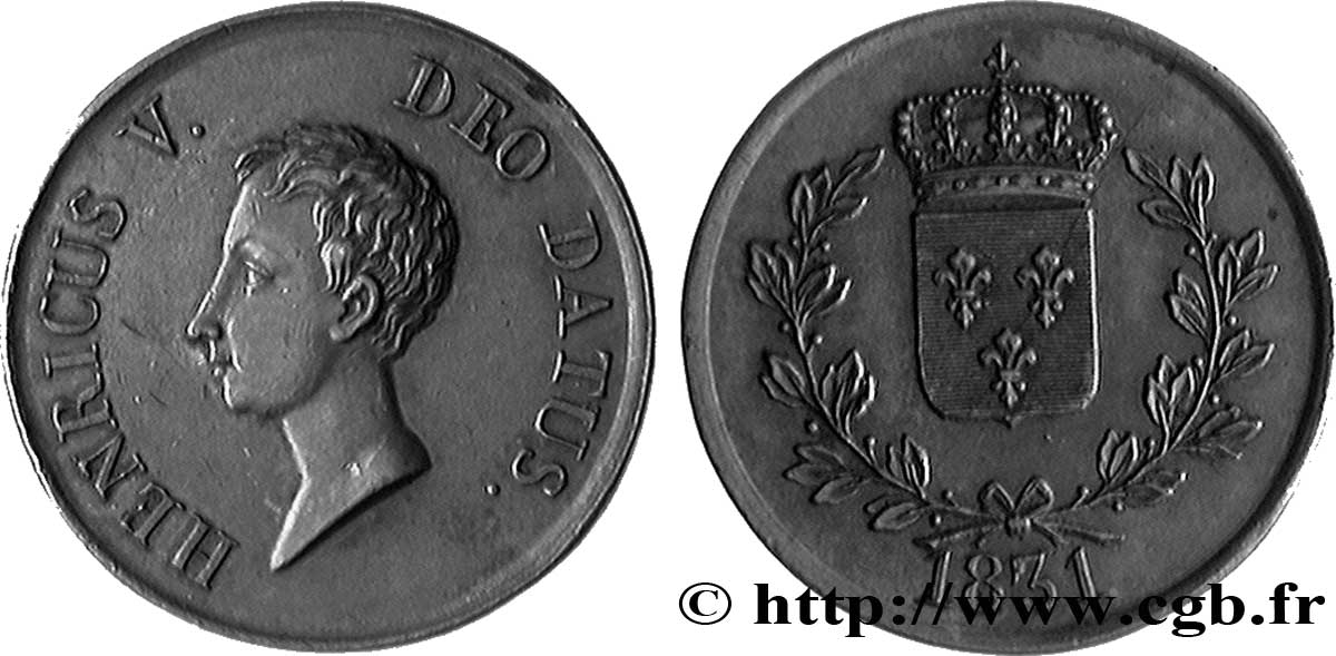 HENRI V COMTE DE CHAMBORD Module de 5 francs MBC