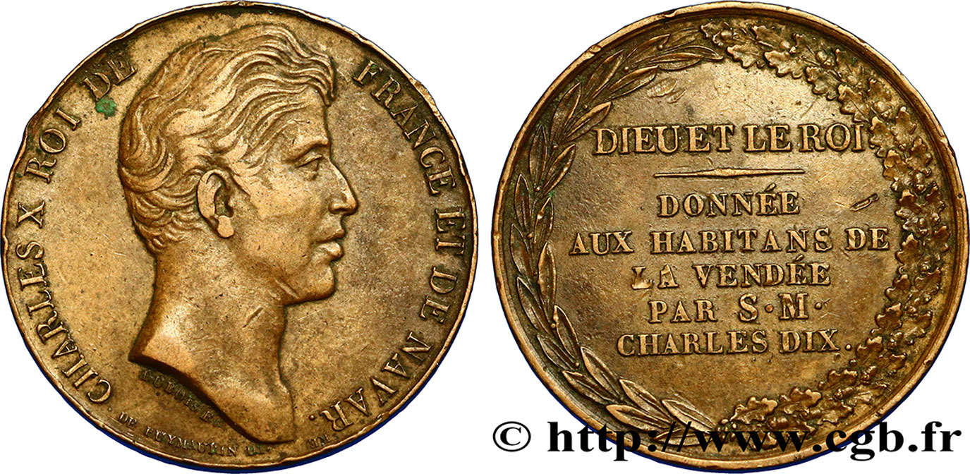 CHARLES X VISITE A LA VENDÉE, seconds coins TTB