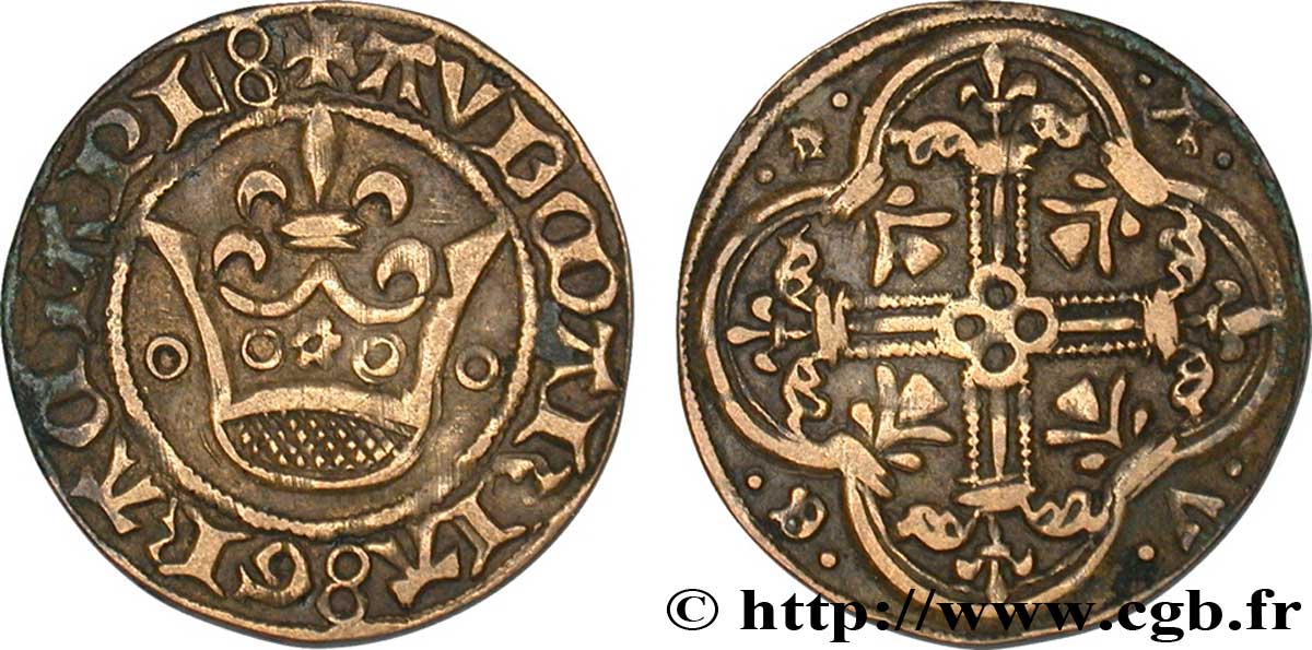 ROUYER - VIII. JETONS CLASSÉS PAR TYPES Jeton à la couronne, XIVe siècle, imitation de la Couronne de Philippe VI SUP