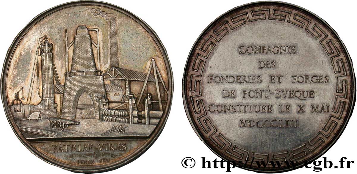 MINES AND FORGES Médaille AR 37 poinçon abeille, Fonderies et forges de Pont-Évêque (Isère) MS