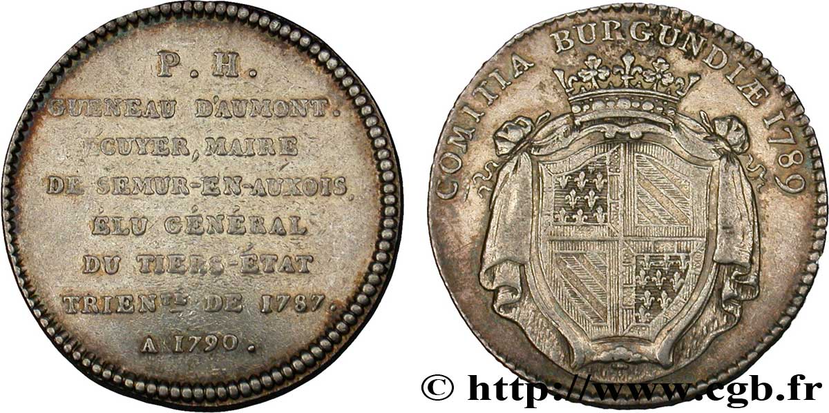 BOURGOGNE (ÉTATS DE ...) Jeton AR 30, Guéneau d’Aumont, maire de Semur-en-Auxois, élu du tiers-état TB+
