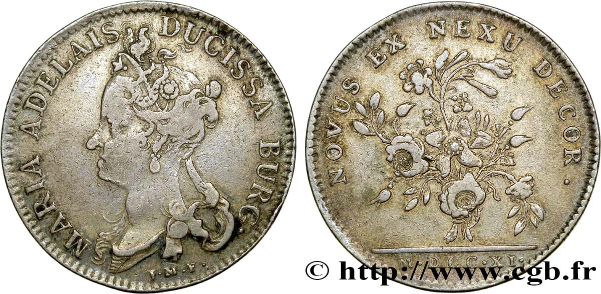 MARIE-ADÉLAÏDE DE SAVOIE, DUCHESSE DE BOURGOGNE, DAUPHINE ET MÈRE DU FUTUR LOUIS XV Jeton AR 28 TB