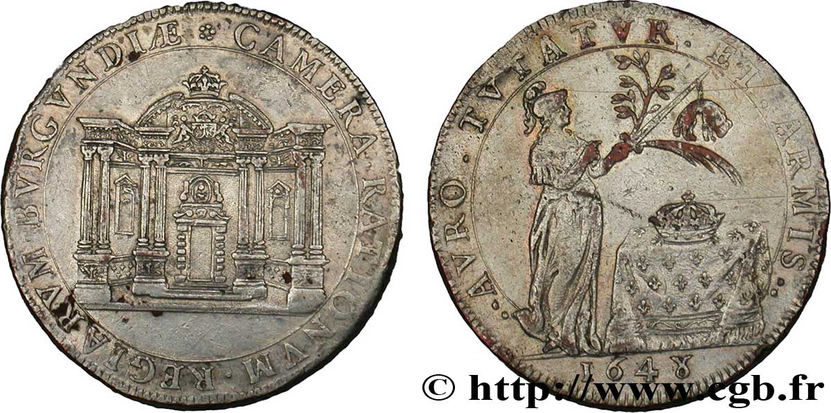 CHAMBRE DES COMPTES DE DIJON Jeton CU argenté 29, Louis XIV TTB