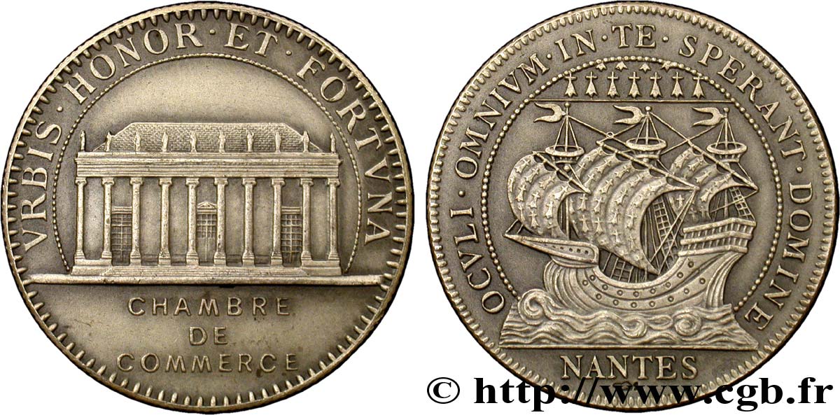 BRETAGNE - MÉDAILLES ET JETONS DU XIXe SIÈCLE Jeton de la Chambre de commerce de Nantes, poinçon (corne)1 SUP