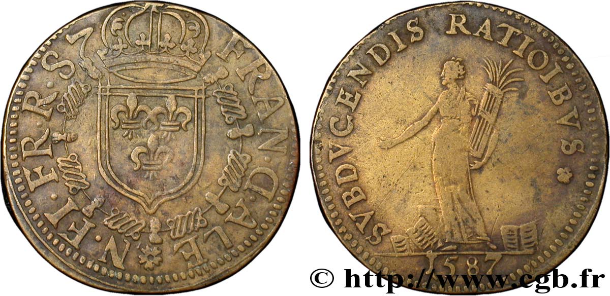 Perche - François, duc d Alençon puis d Anjou, Brabant et comte de Flandre Jeton laiton 28, - FRANÇOIS, DUC D ALENÇON PUIS D ANJOU, BRABANT ET COMTE DE FLANDRE  frappé à Nuremberg TTB/TB