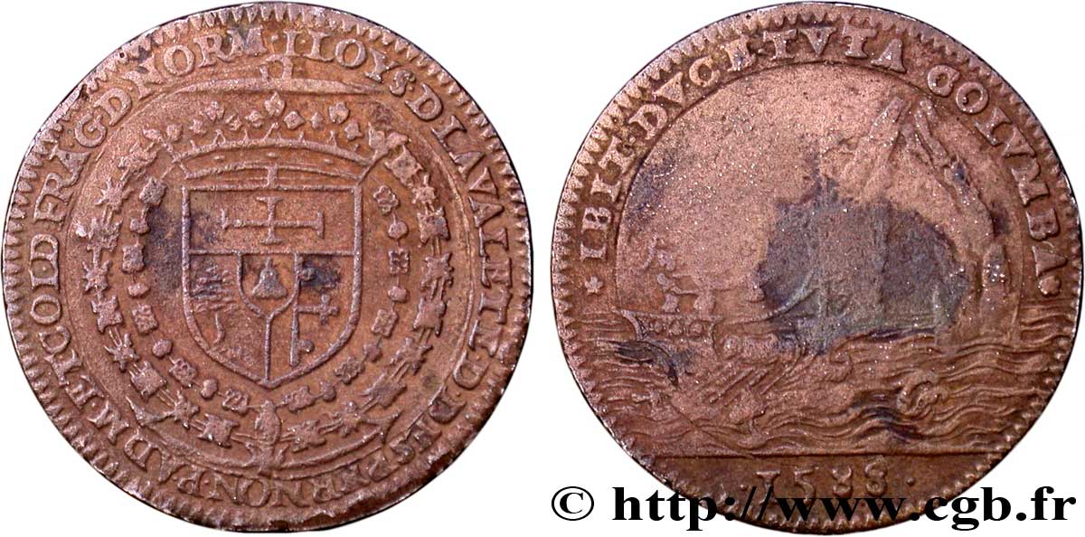 NORMANDIE (GOUVERNEURS DE...) Jeton Cu 28, Jean Louis Nogaret de La Valette, duc d’Épernon, gouverneur de 1587 à 1588 TTB/TB