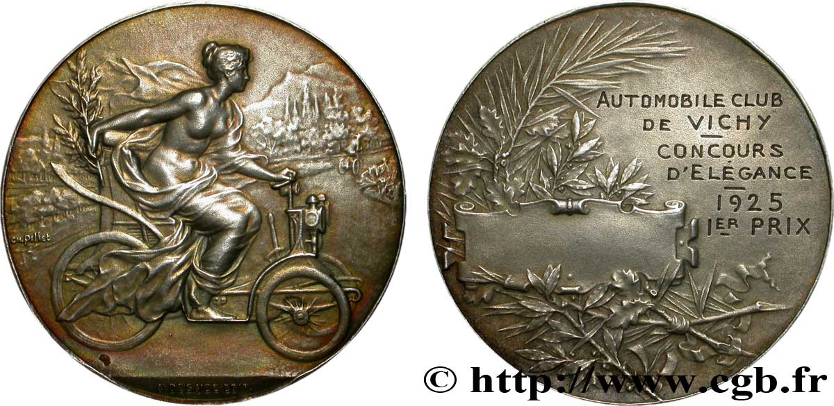 VICHY, JETONS, TOKENS AND MEDALS Médaille Ar 36, concours d’élégance de l’Automobile club de Vichy AU