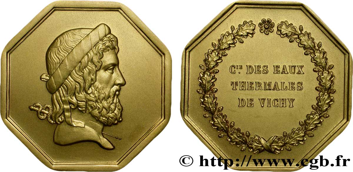 VICHY, JETONS, TOKENS AND MEDALS Jeton octogonal Or 34, Compagnie des eaux thermales de Vichy MS