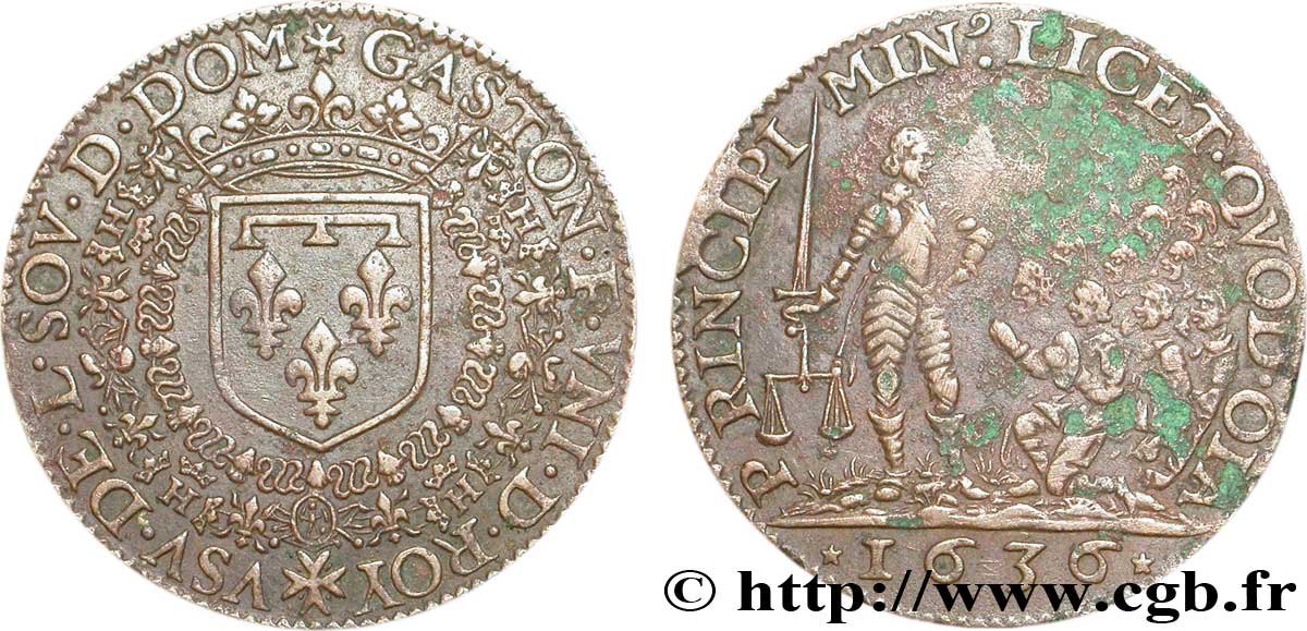 PRINCIPAUTY OF DOMBES - GASTON OF ORLEANS Jeton Br 28 SS