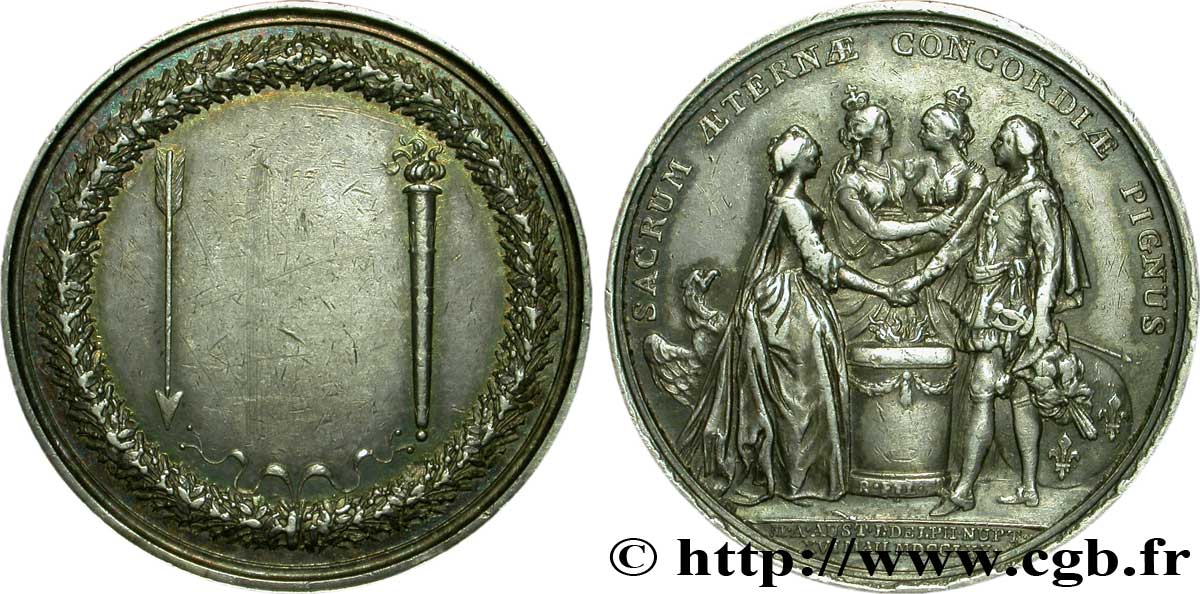 DAUPHINÉ - LOUIS X, DAUPHIN (futur LOUIS XVI) Médaille Ar 34, mariage du dauphin XF