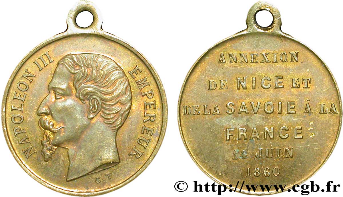 SAVOIE - JETONS ET MÉDAILLES Médaillette Br 28, annexion de Nice et de la Savoie VZ