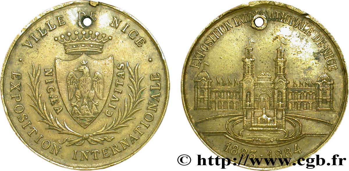 PROVENCE - JETONS ET MÉDAILLES DU XIXe S. Médaille Br 30, exposition internationale de Nice fSS
